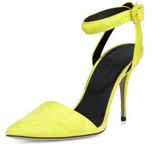 Alexander Wang Lovisa Suede Ankle Wrap Pump in Citrine 38.5